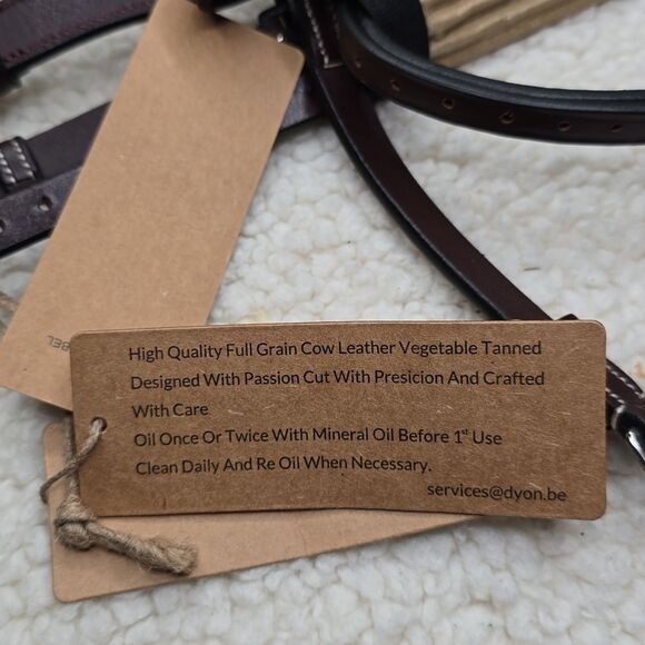 NWT Dy'on Fancy Stitched Cavesson Hunter Noseband Bridle In Brown - Picture 11 of 11